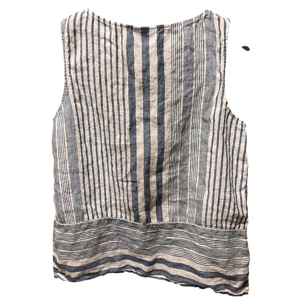 J. Jill Love Linen Blue and White Striped Tank Top Medium Beachy - Picture 2 of 8